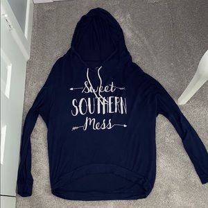 Navy Blue Hooded Long Sleeve